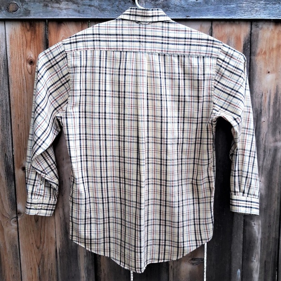 DUP Tommy Hilfiger Mens Shirt 100 Cotton Vintage Plaid Lion Crest Preppy M - Picture 2 of 6